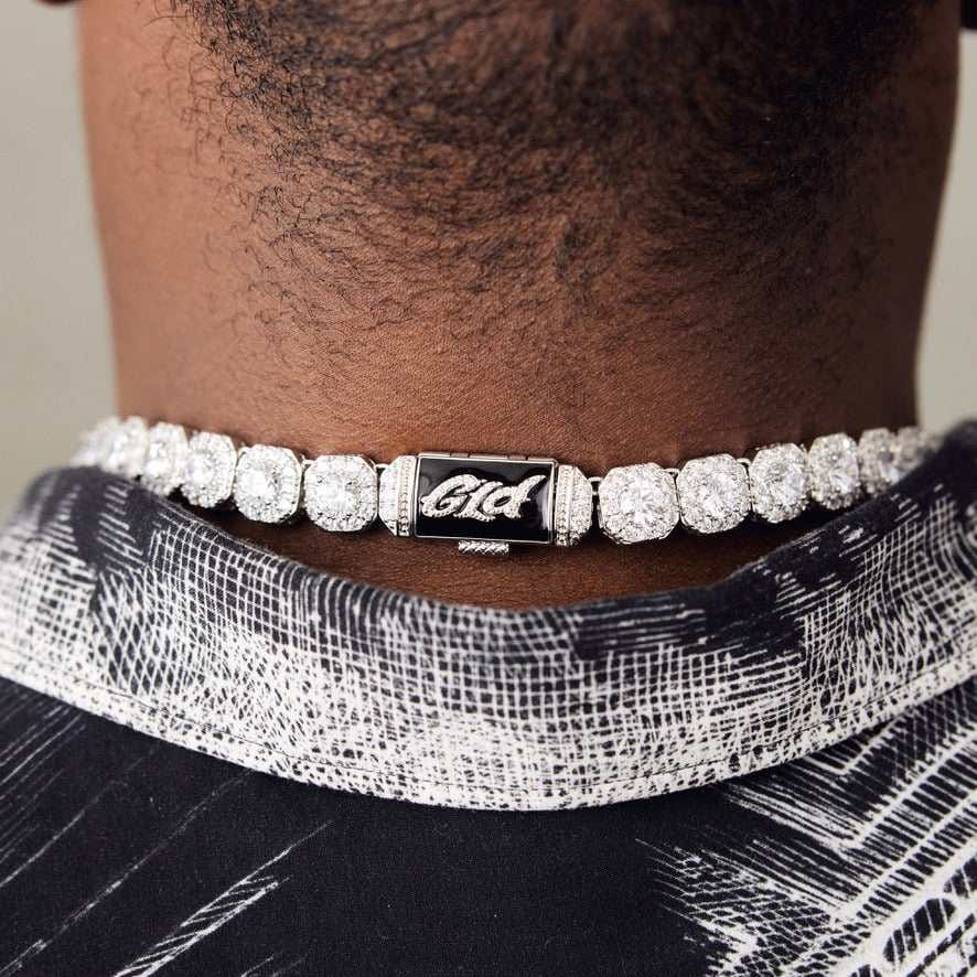 GLD Men Clustered Tennis Necklace + Bracelet Bundle - 12 mm