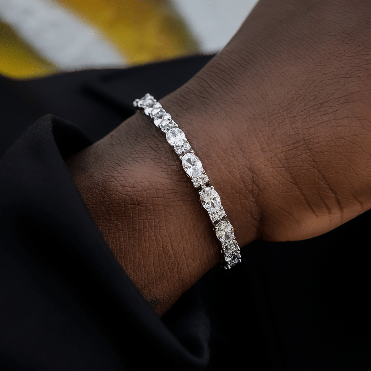 GLD Men Diamond Mixed Oval Cut Tennis Chain + Bracelet Bundle - 5 mm