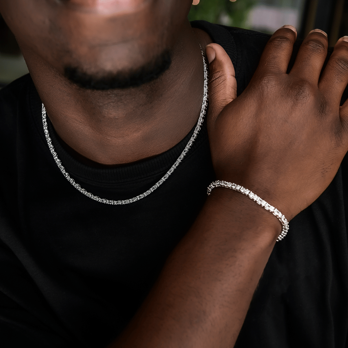 GLD Men Diamond Mixed Oval Cut Tennis Chain + Bracelet Bundle - 3 mm