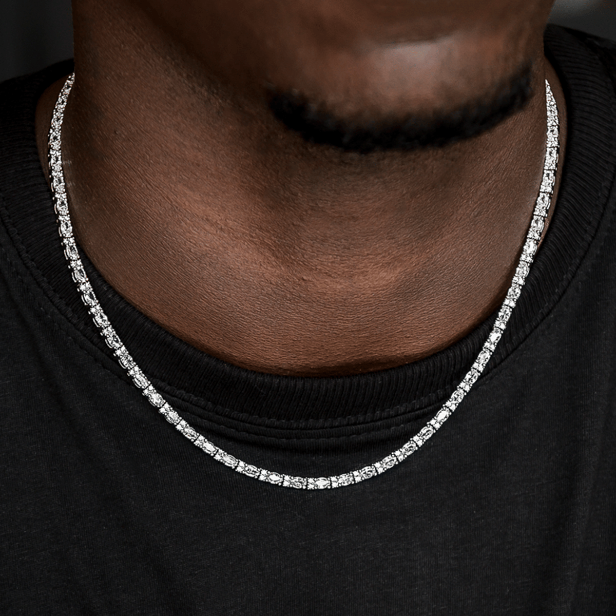 GLD Men Diamond Mixed Oval Cut Tennis Chain + Bracelet Bundle - 3 mm