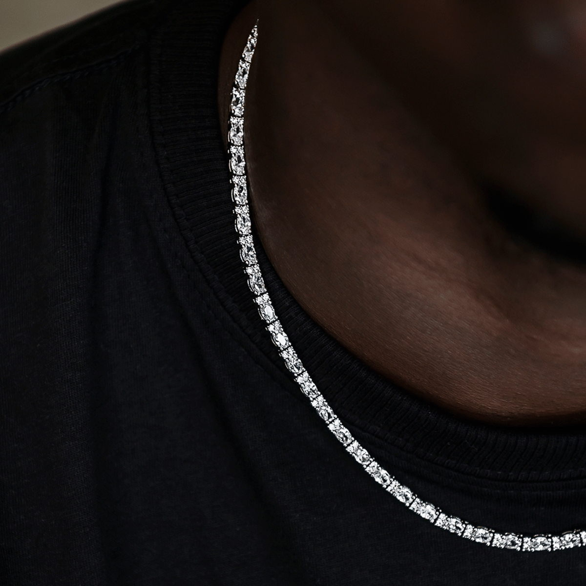 GLD Men Diamond Mixed Oval Cut Tennis Chain + Bracelet Bundle - 3 mm
