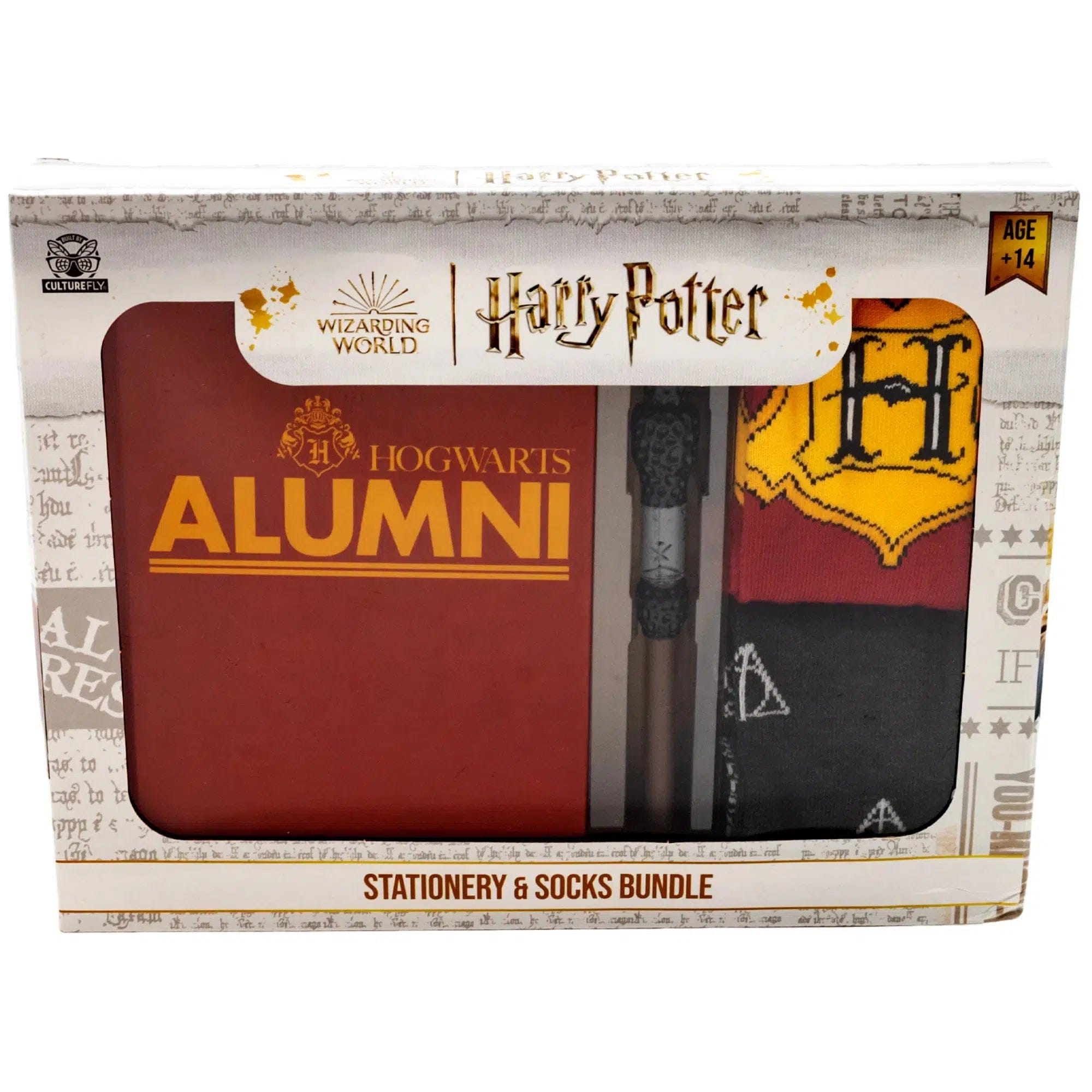 Culturefly Harry Potter - Hogwarts Stationery & Socks Gift Box Set - Culturefly - Notebook, Wand Pen, Crew Socks