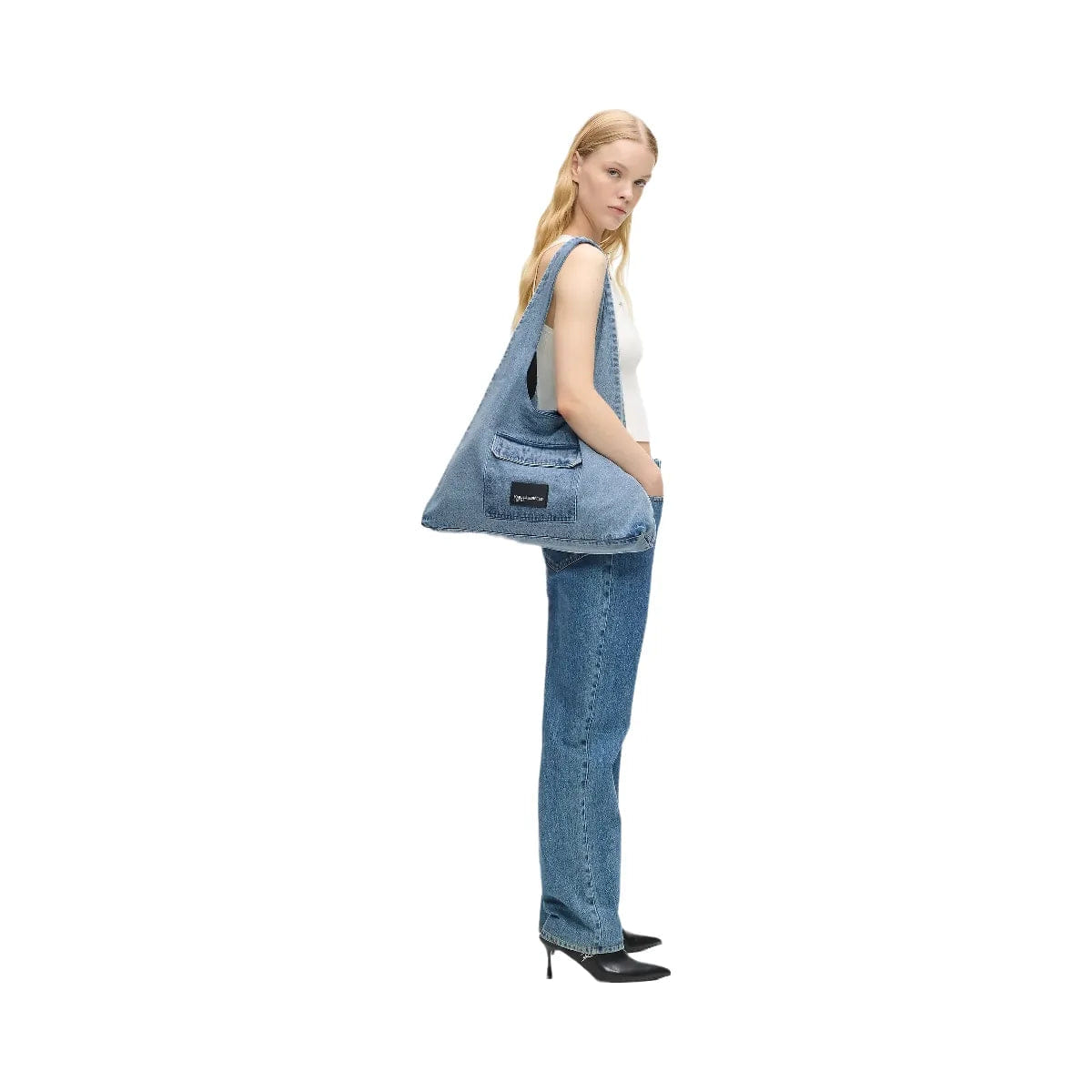 Karl Lagerfeld Denim Hobo Shopper Standard Blue Denim Light Denim