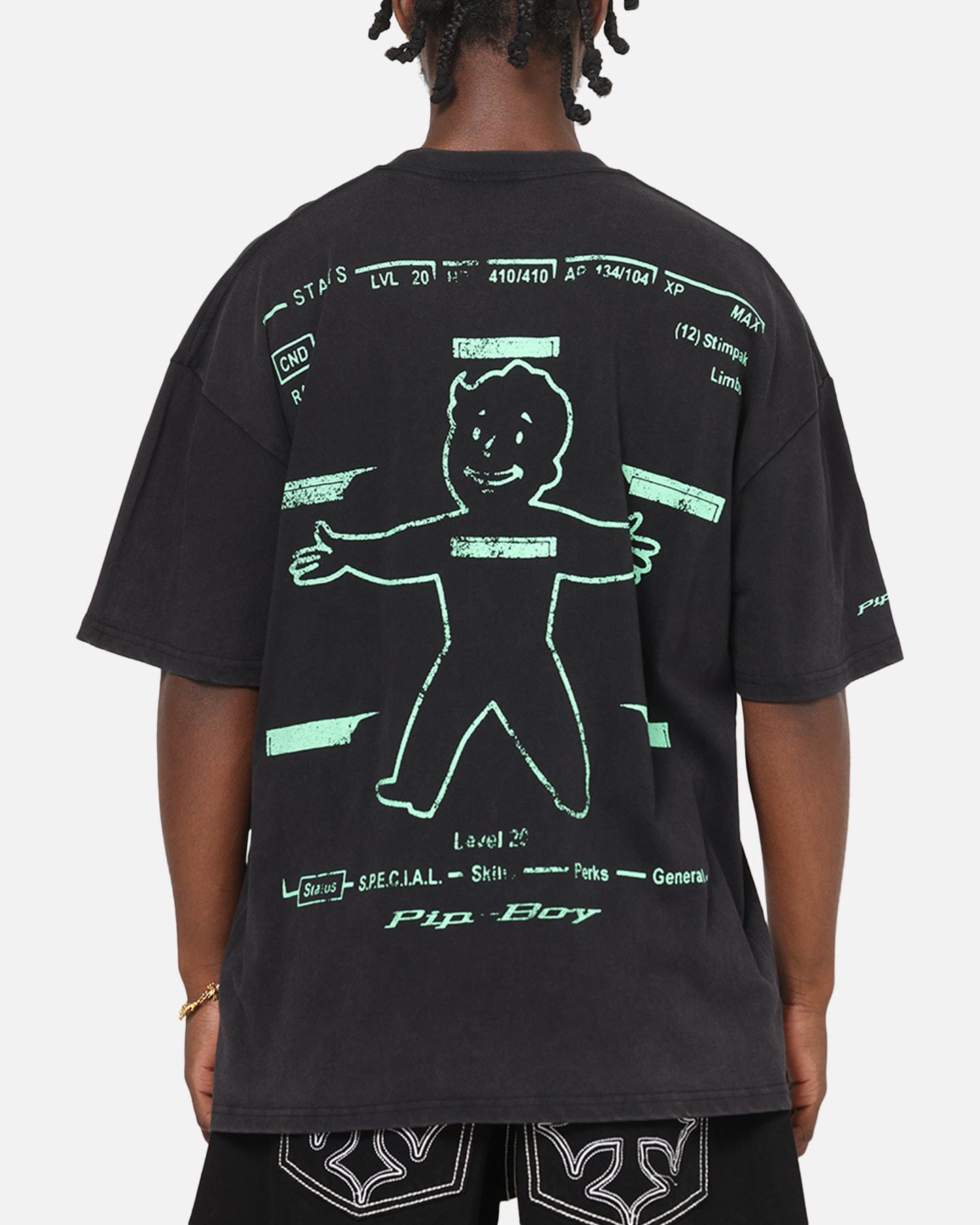 73studio x Fallout Pipboy T - Shirt Black Acidwash