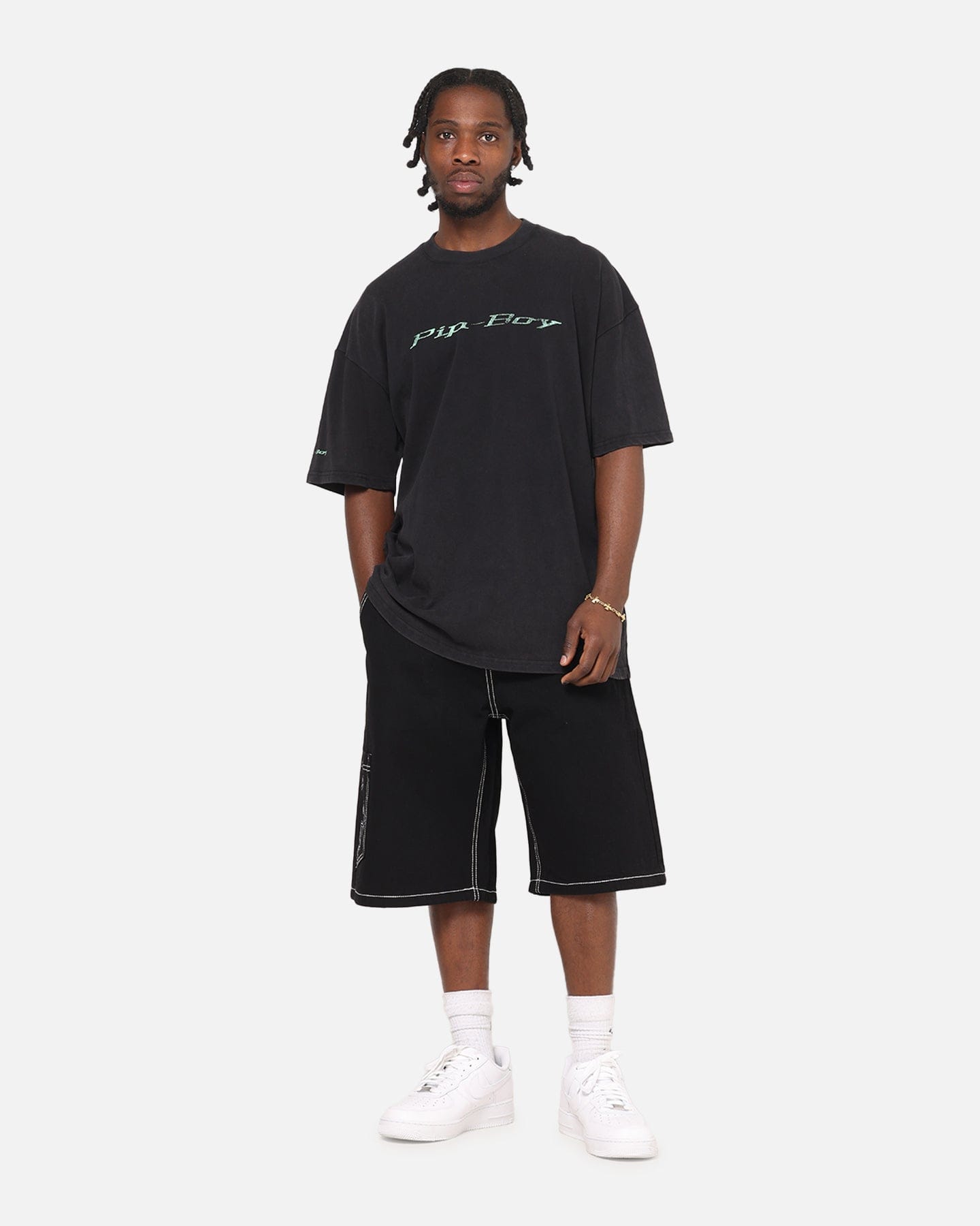 73studio x Fallout Pipboy T - Shirt Black Acidwash