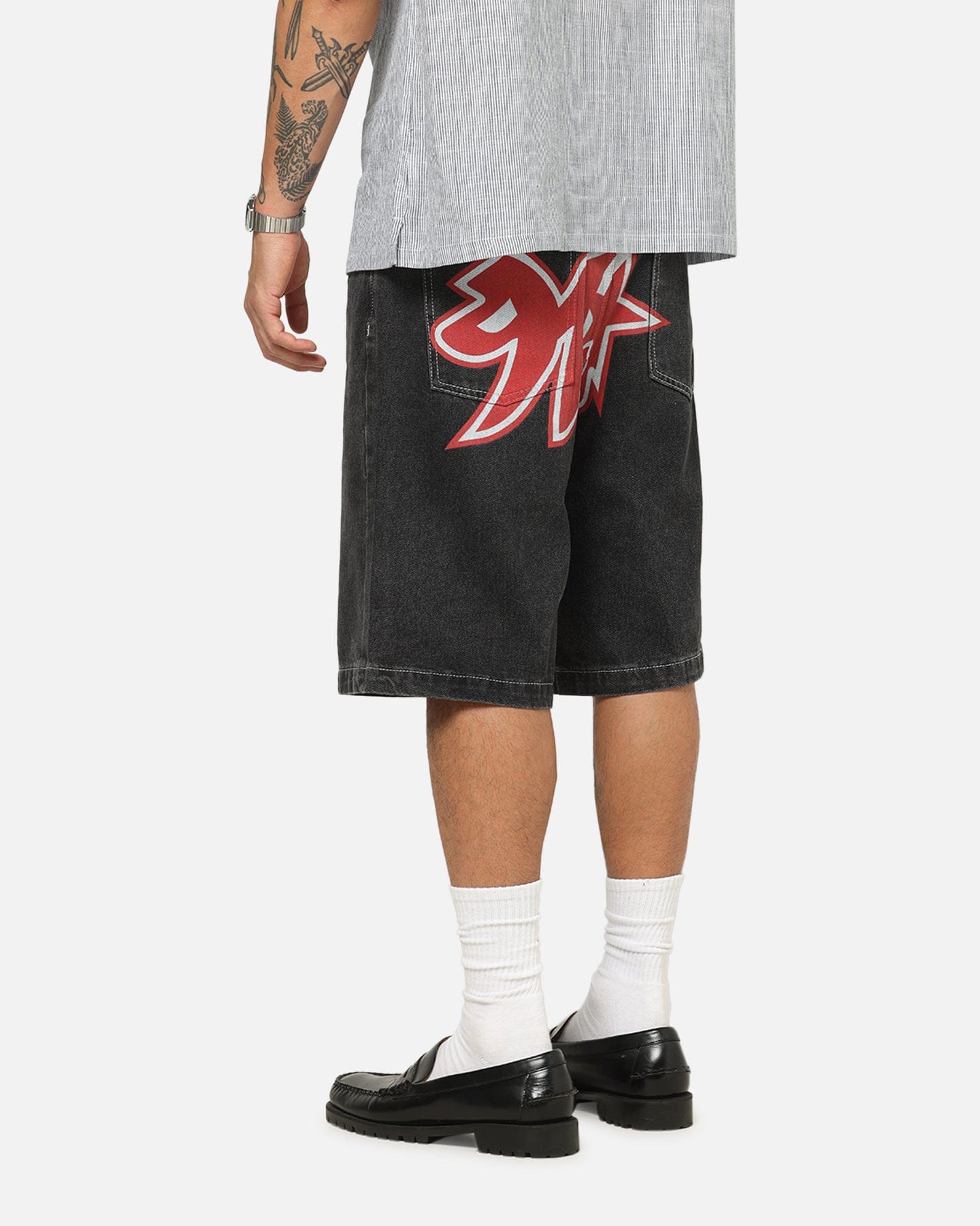 X - Large 91 Star Bull Denim Shorts Washed Black