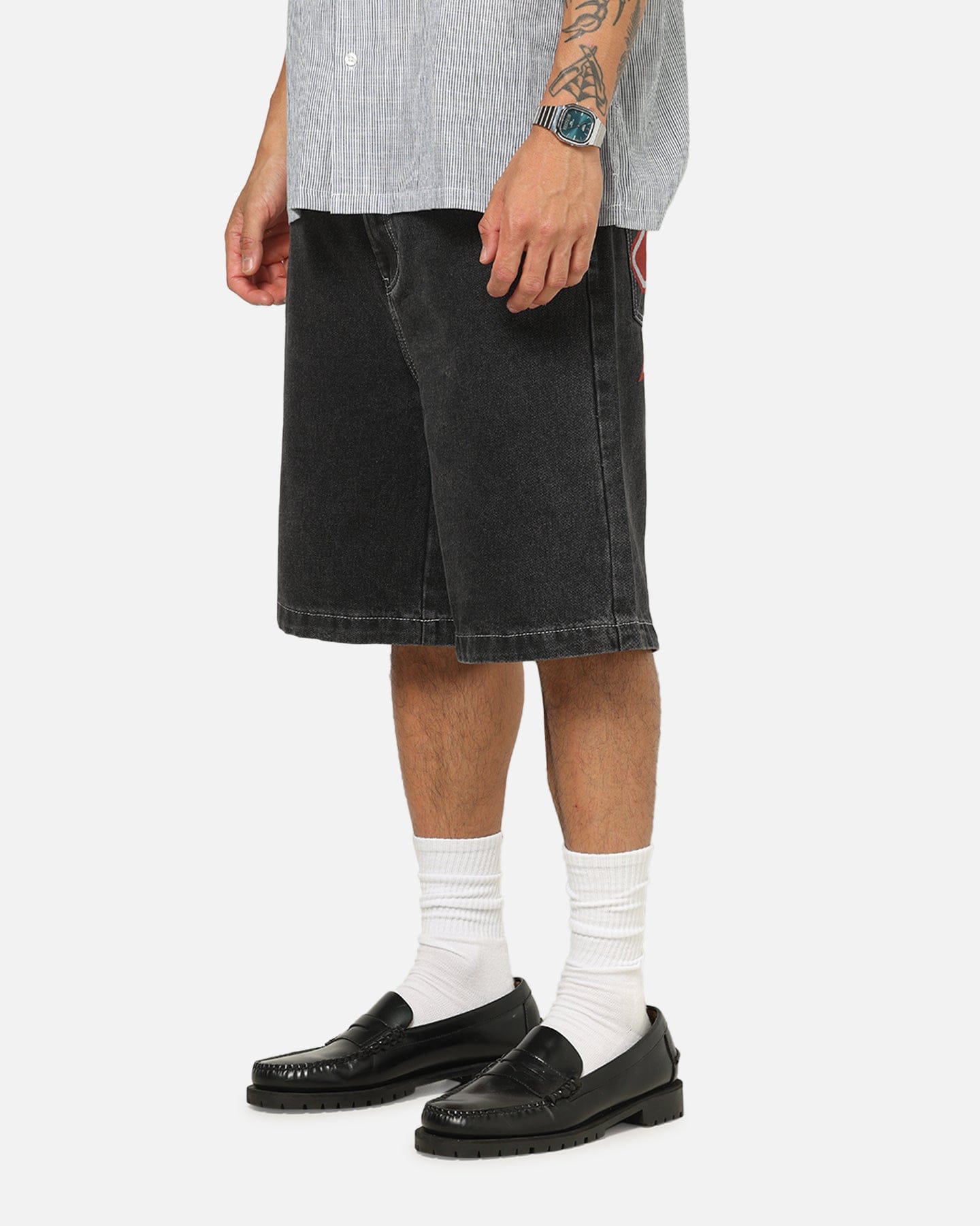 X - Large 91 Star Bull Denim Shorts Washed Black