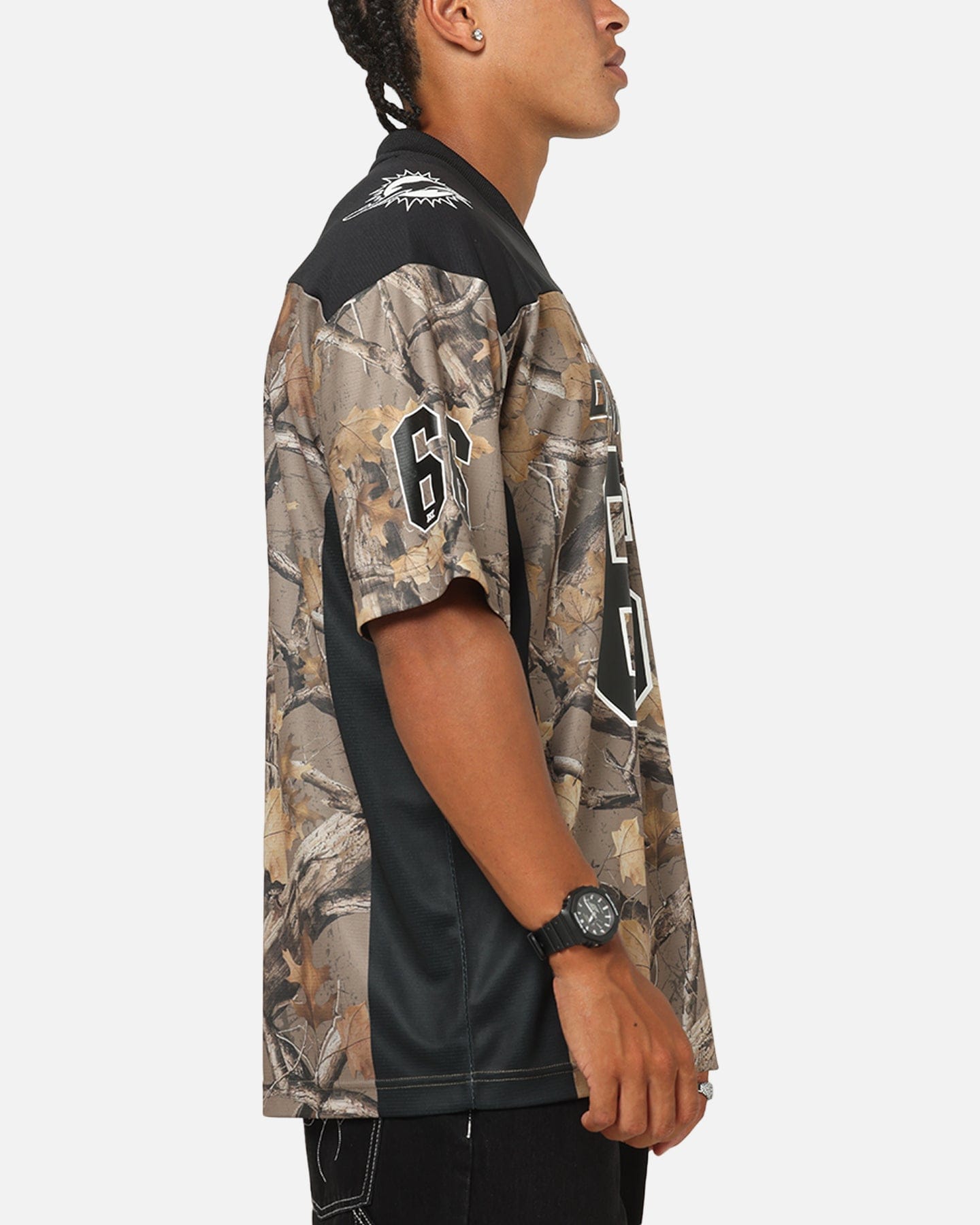 Majestic Athletic Miami Dolphins Mesh Oversized T - Shirt Khaki Forest Camo