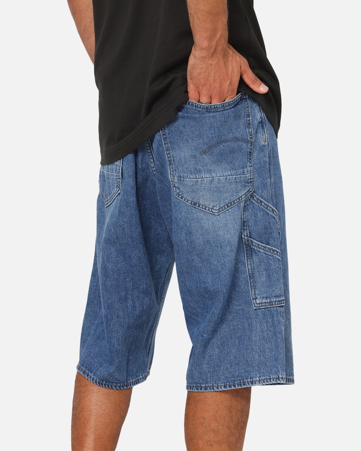 G - Star Bam Logger Denim Shorts Faded Blue