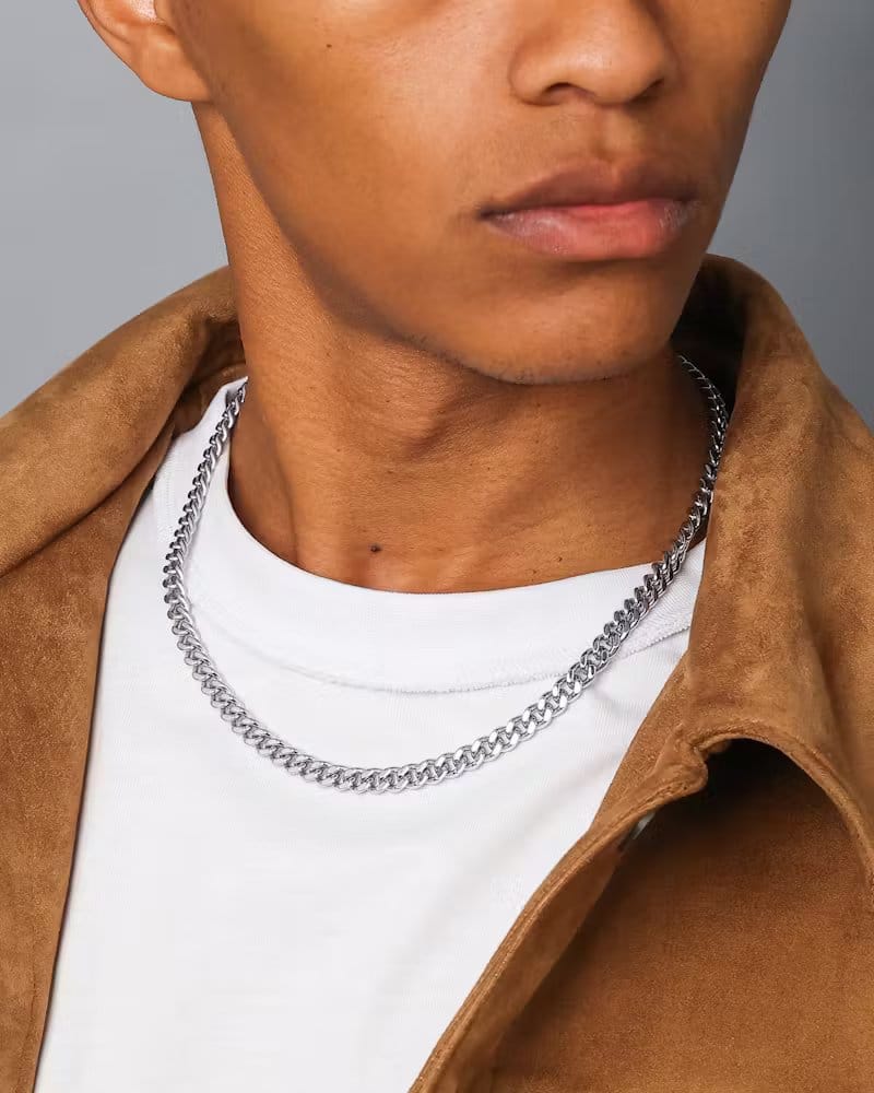 Saint Morta 7 mm Cuban Chain White Gold