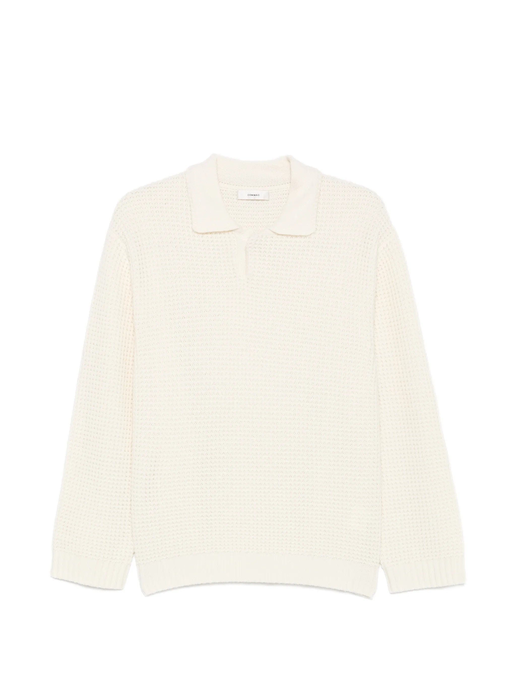 Commas waffle - knit buttoned sweater