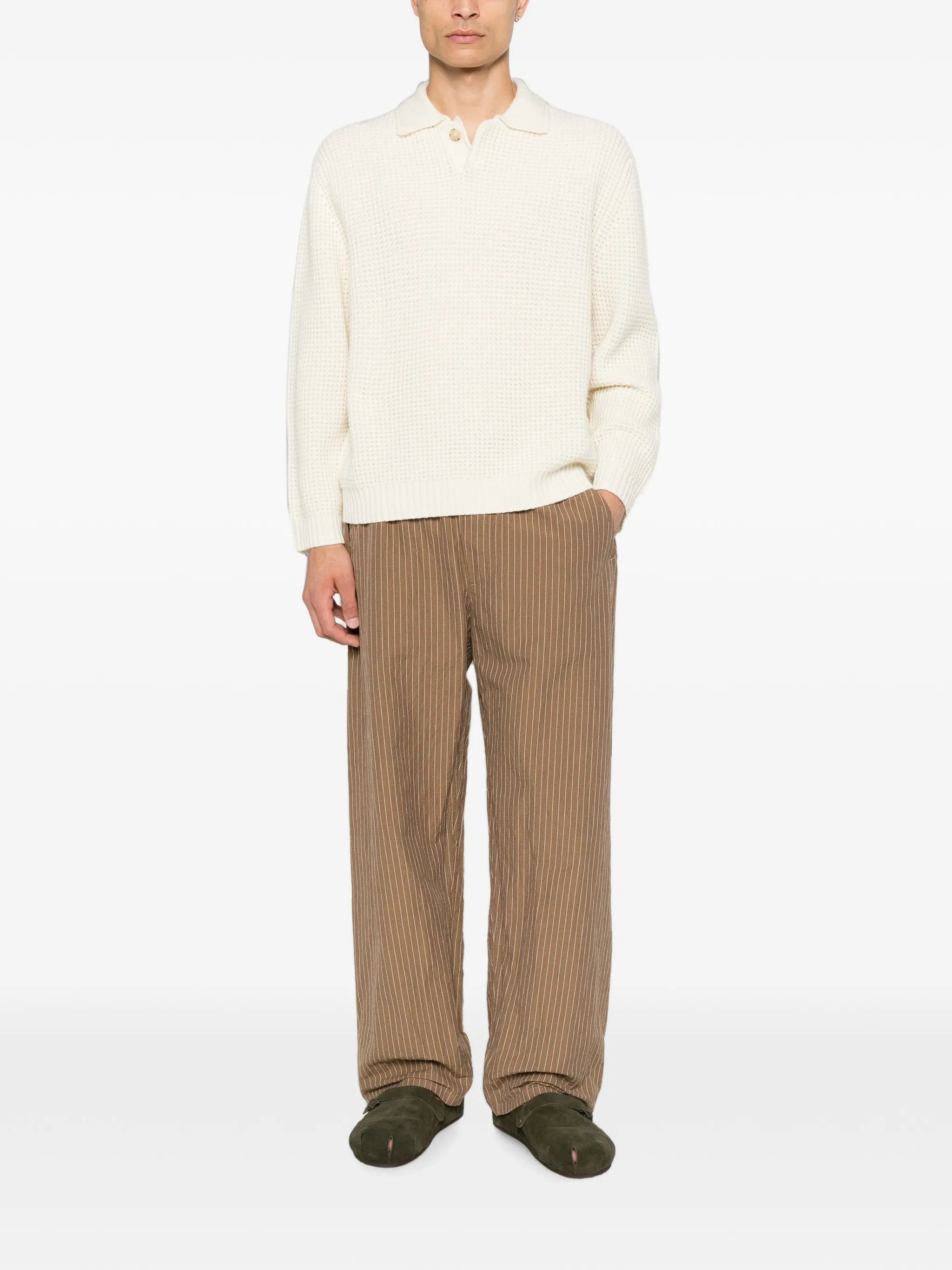 Commas waffle - knit buttoned sweater