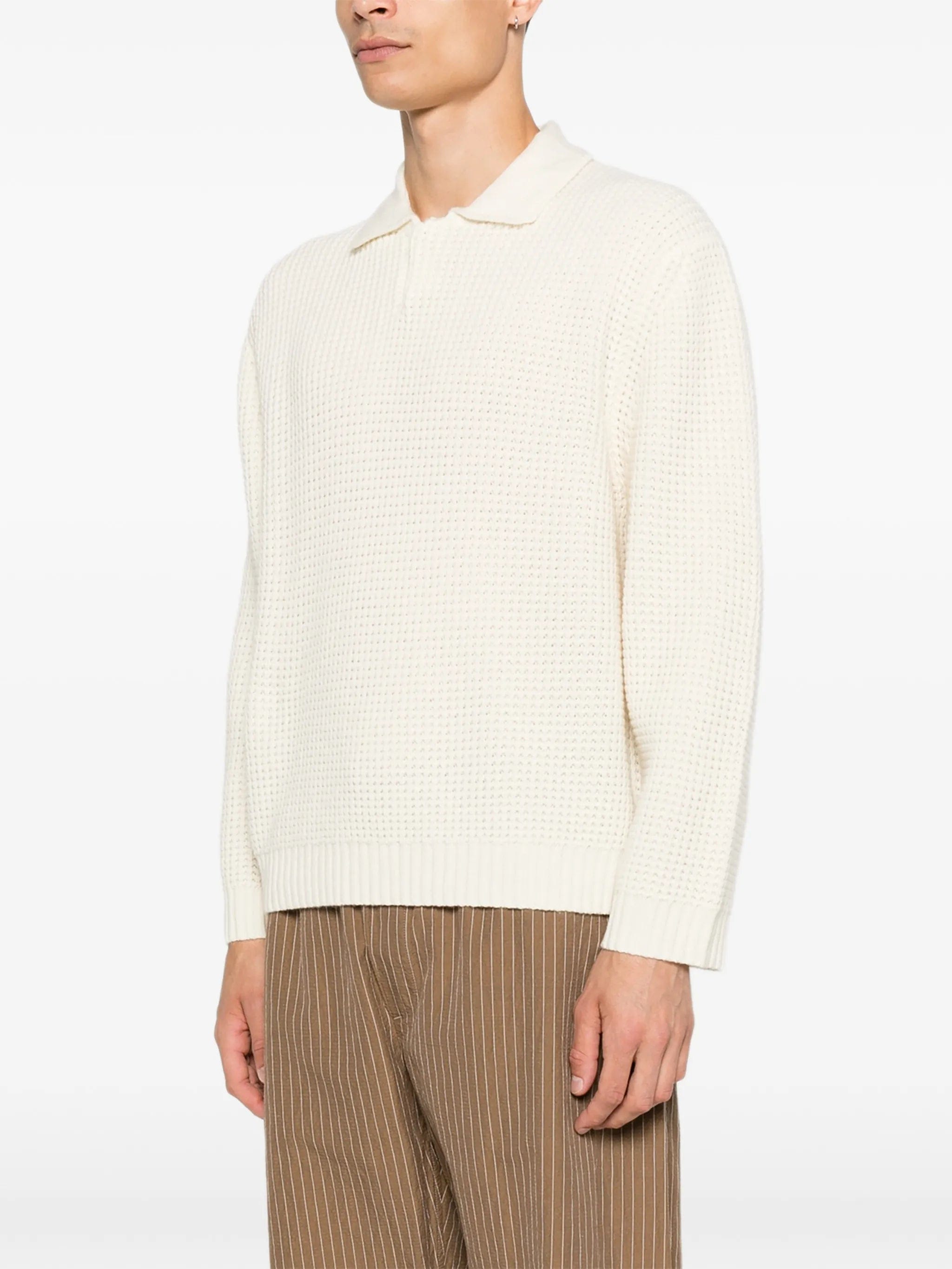 Commas waffle - knit buttoned sweater