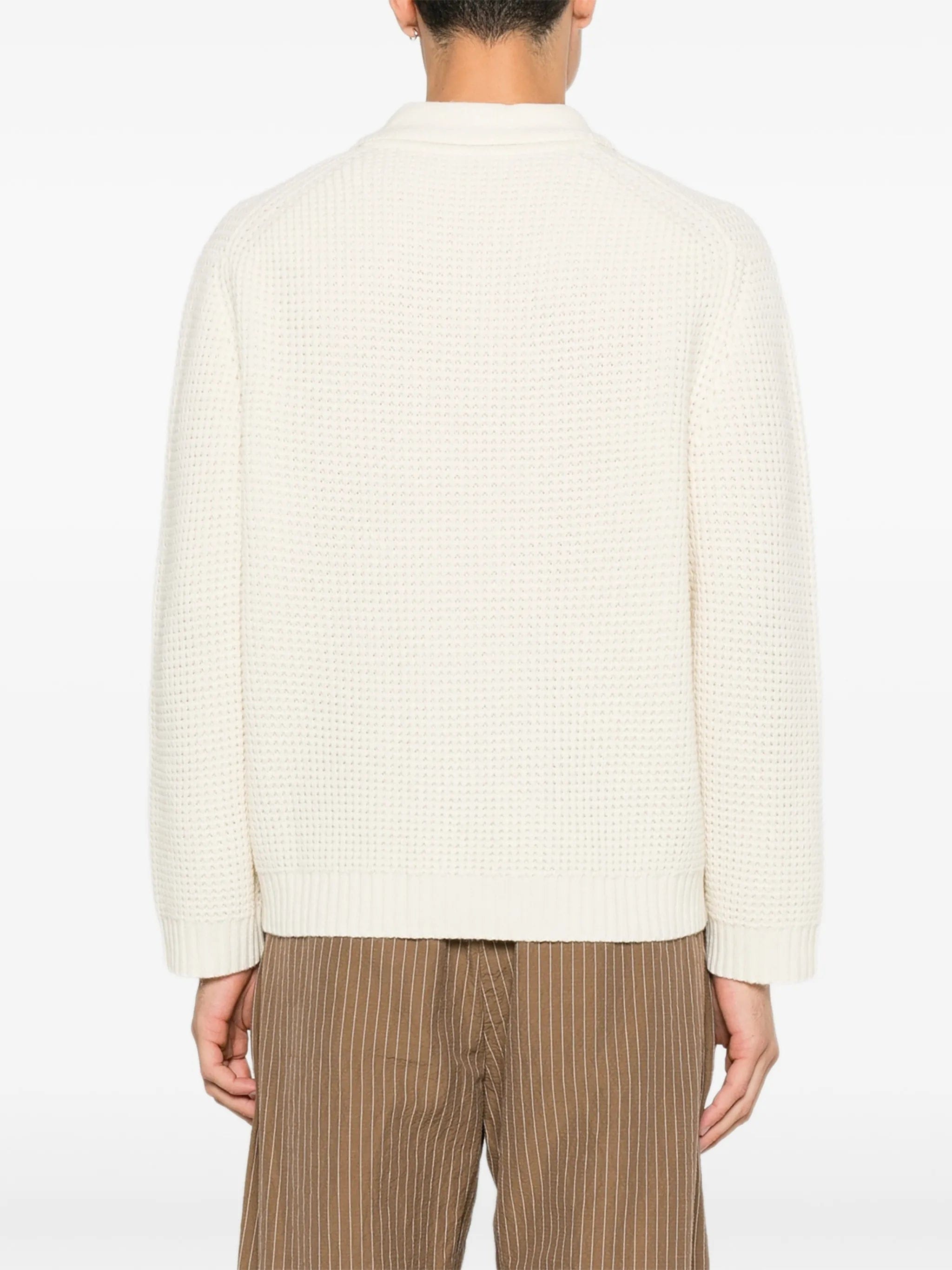 Commas waffle - knit buttoned sweater