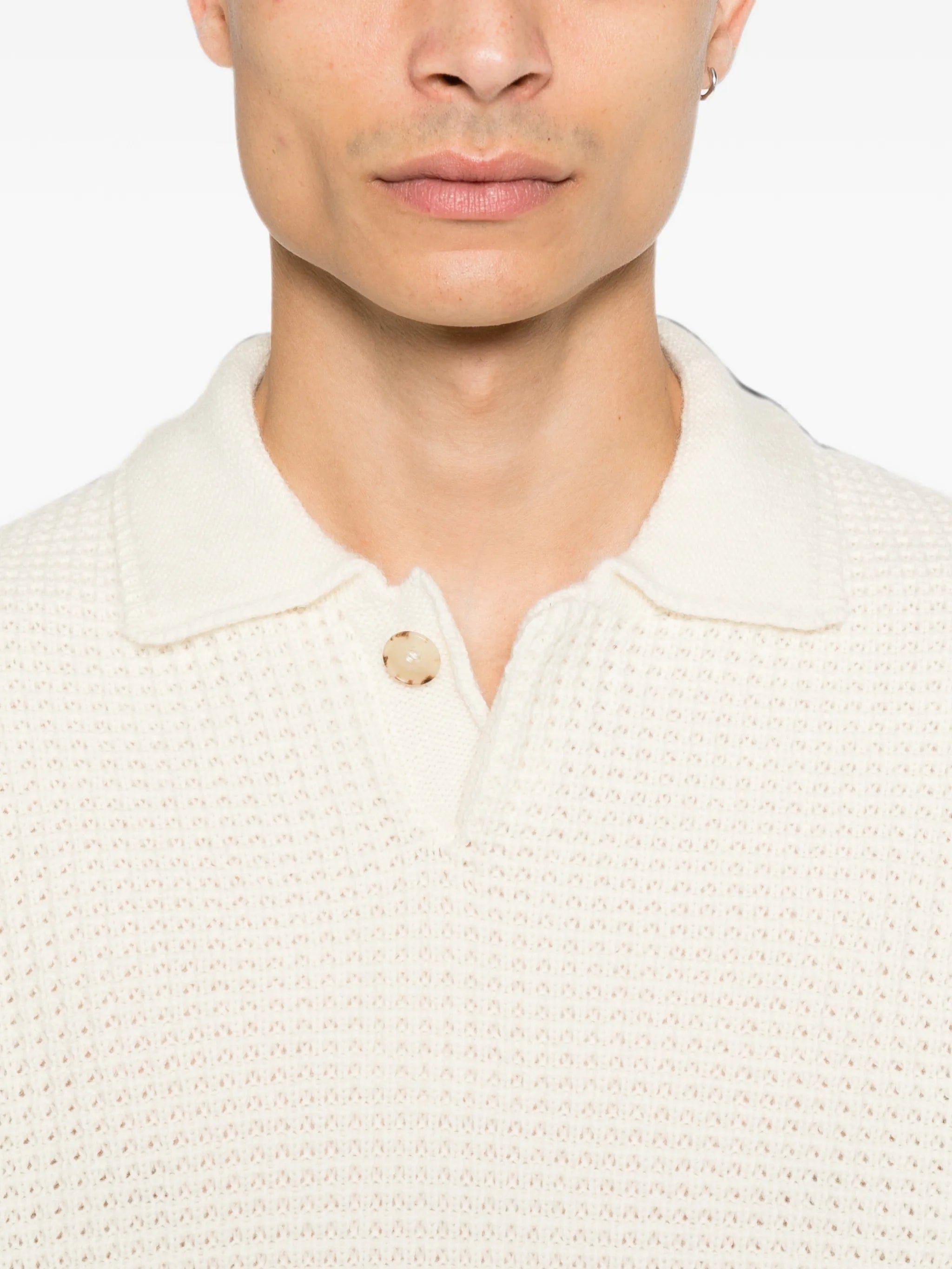 Commas waffle - knit buttoned sweater