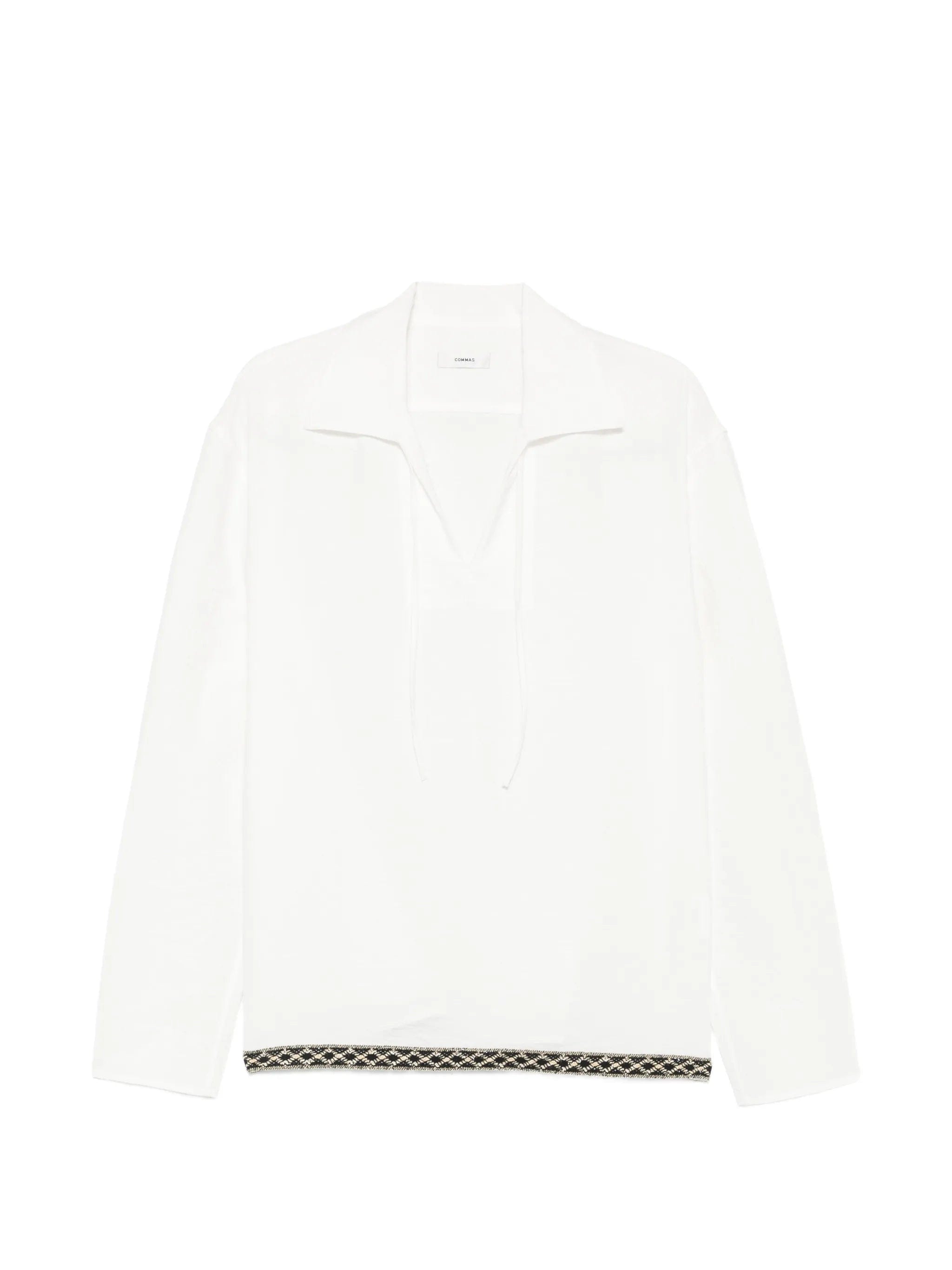 Commas embroidered - trim front - tie shirt