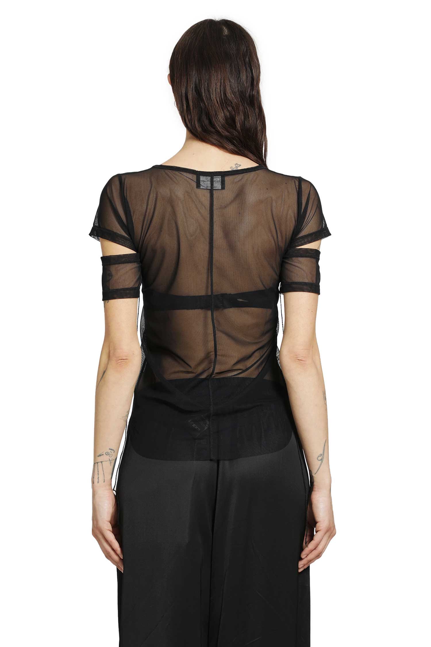Andrea YA AQOV Cut - Out T - Shirt in Stretch Tulle
