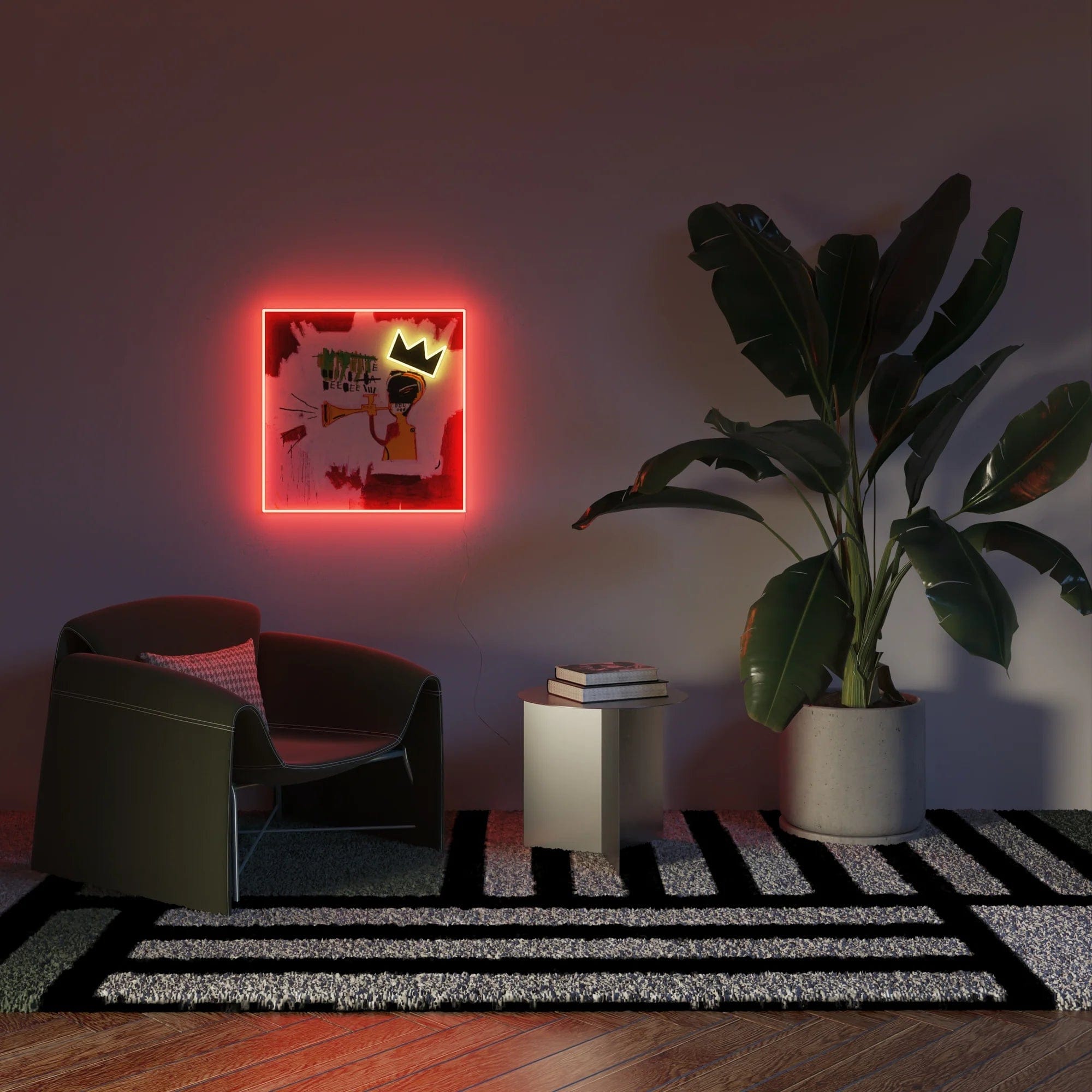 Yellowpop Trumpet Painting YP x Jean Michel Basquiat - Neon LED