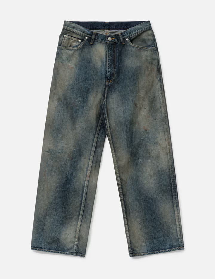 Ancellm Aging Middle Straight 5P Denim Pants