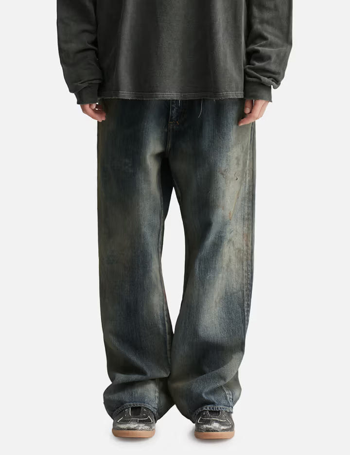 Ancellm Aging Middle Straight 5P Denim Pants