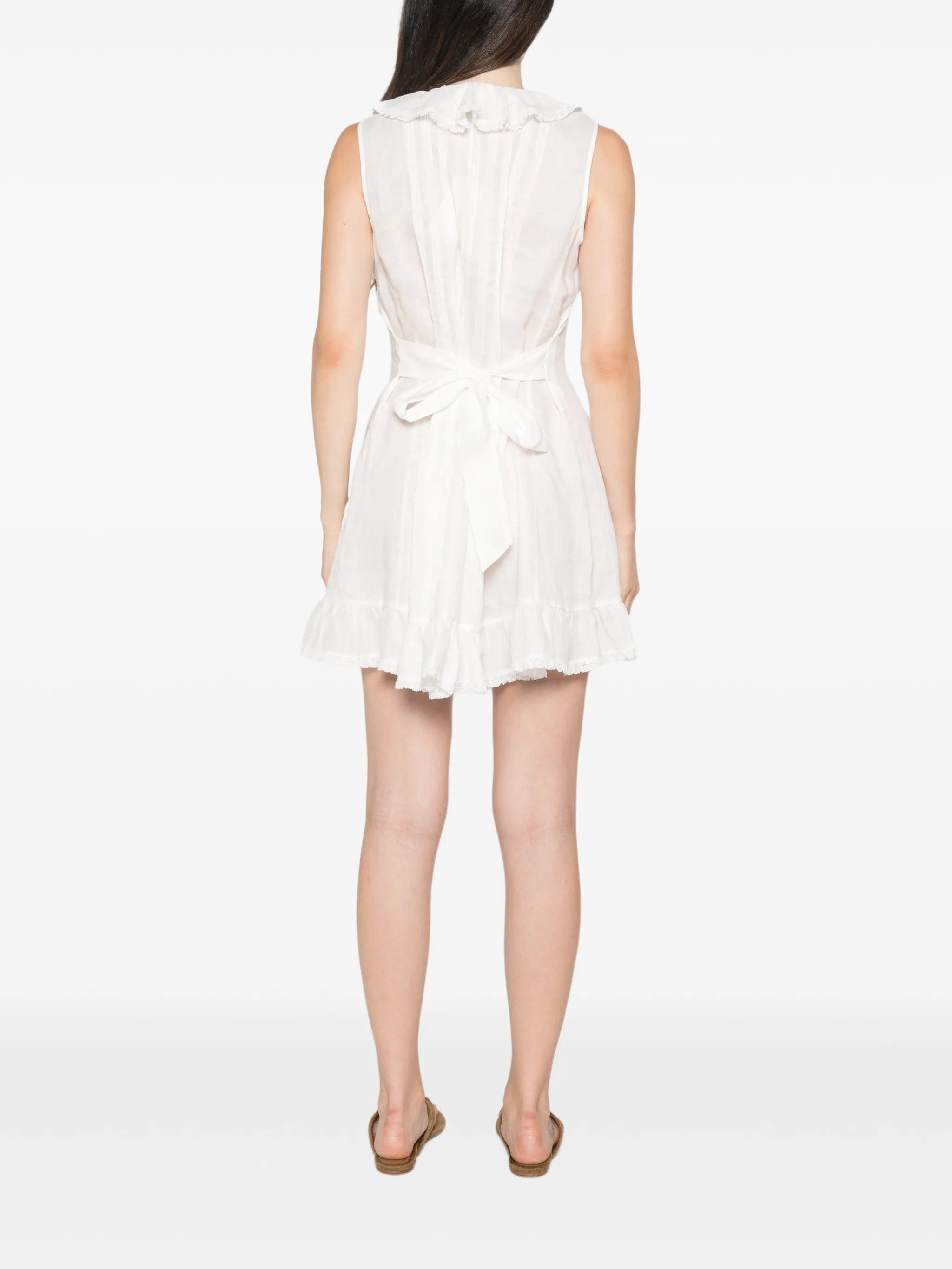 DÔEN Henrietta ruffled sleeveless midi dress