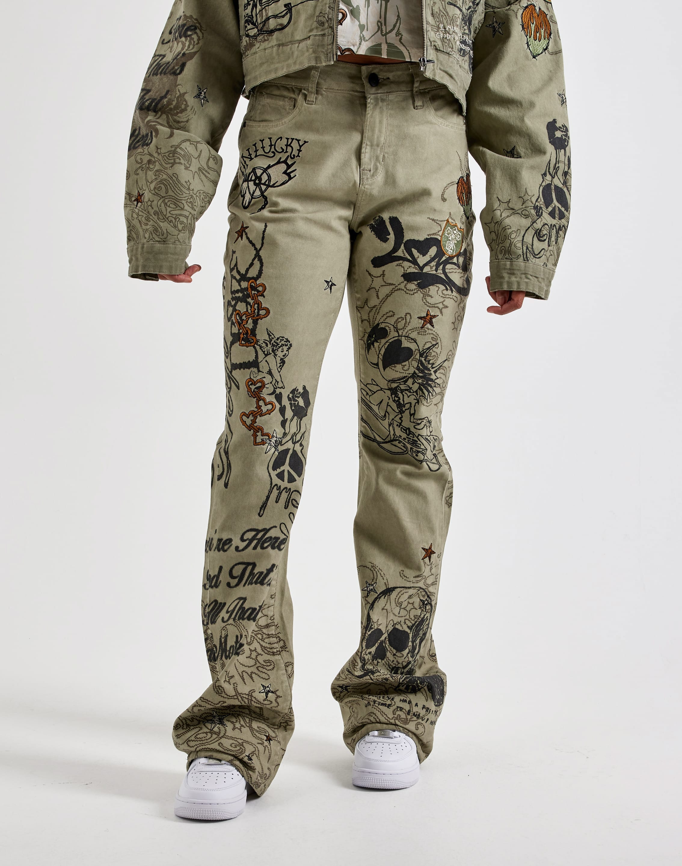 Smoke Rise Embroidered Printed Pants