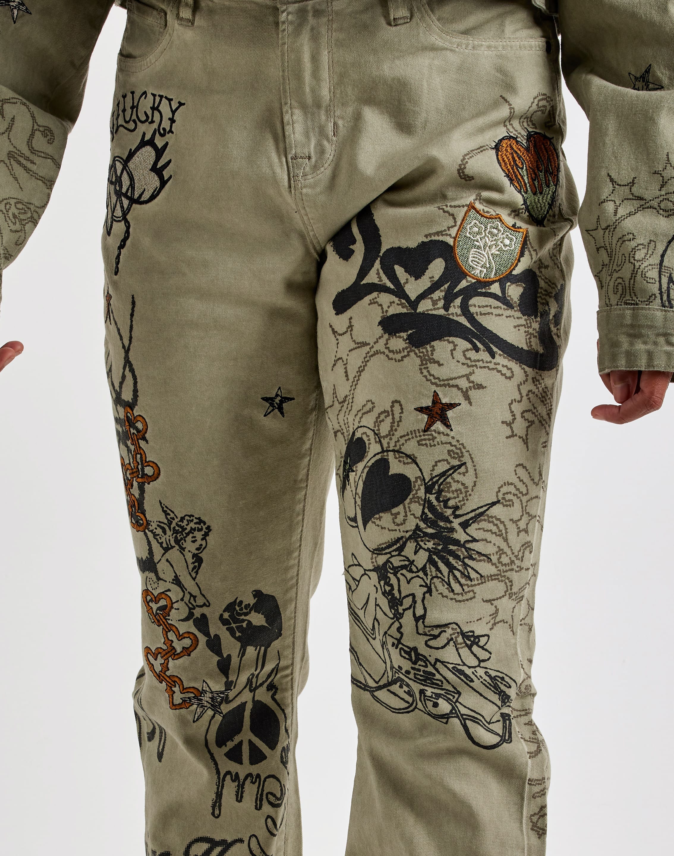Smoke Rise Embroidered Printed Pants