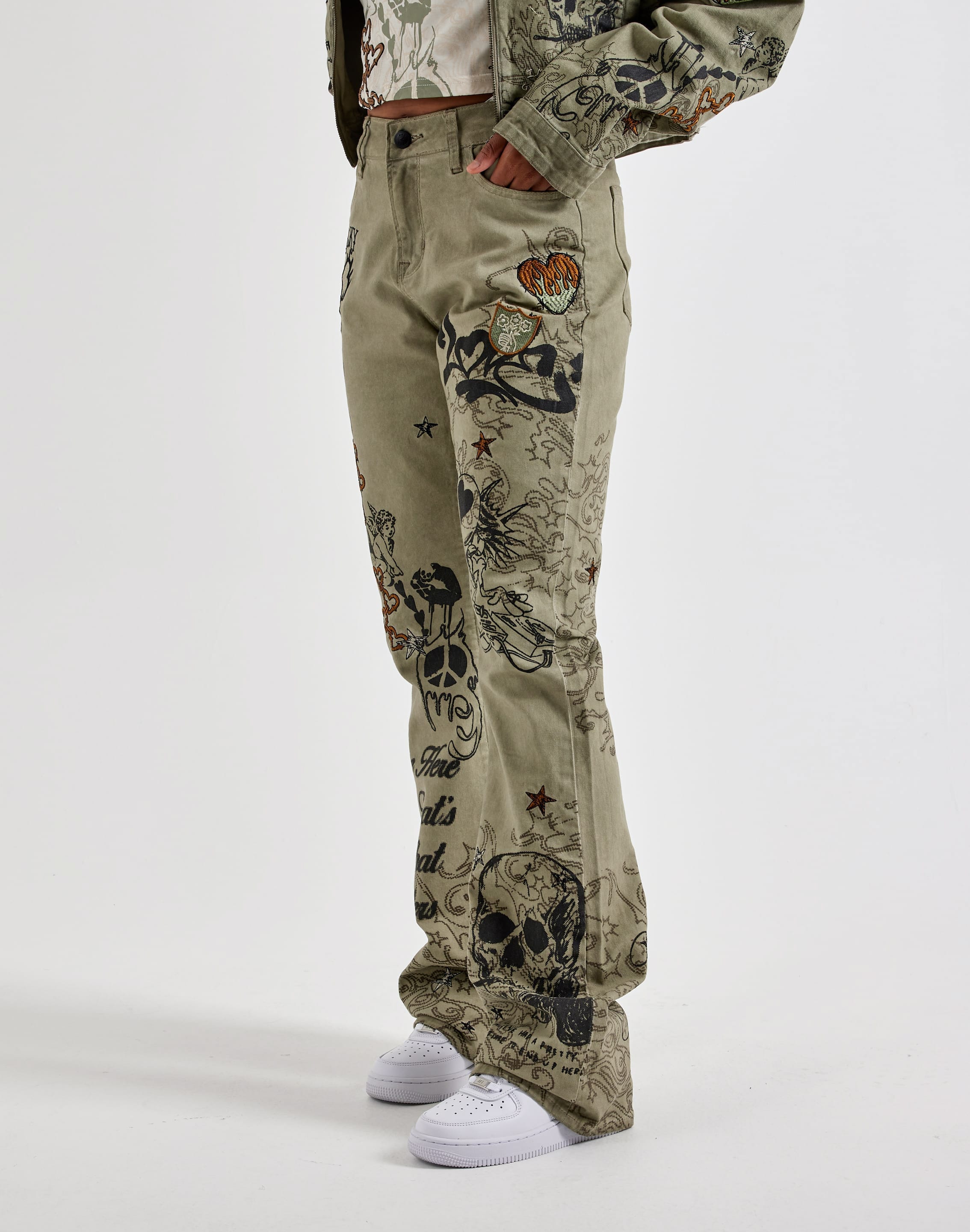 Smoke Rise Embroidered Printed Pants