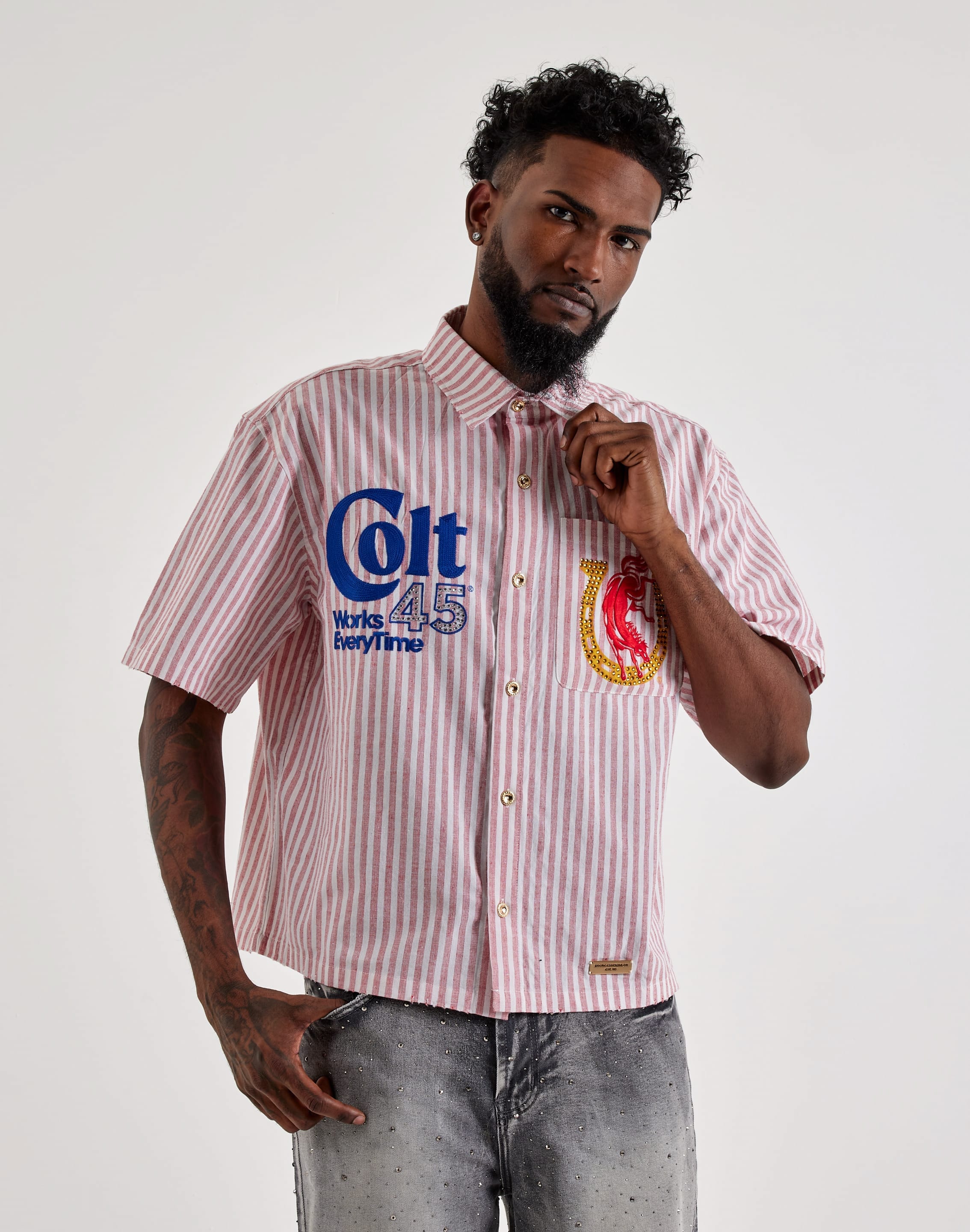 Preme Colt 45 Woven Short - Sleeve Button Shirt