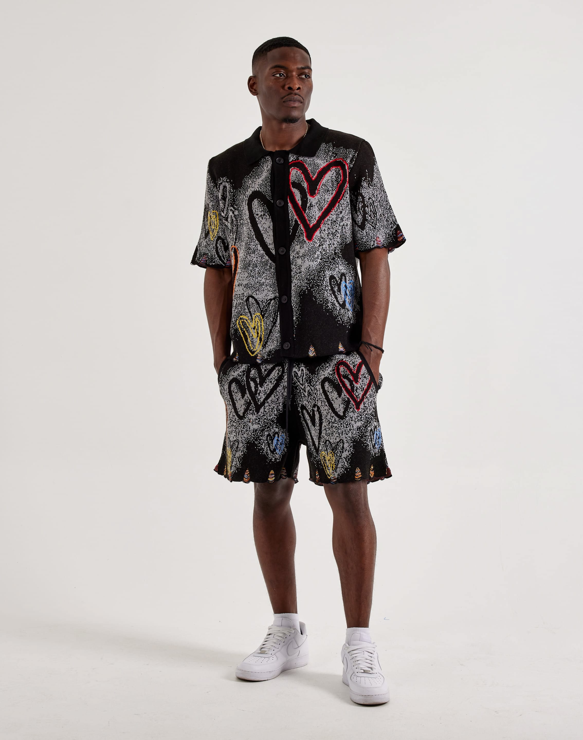 Chapter by Kohli Black Heart Knit Shorts