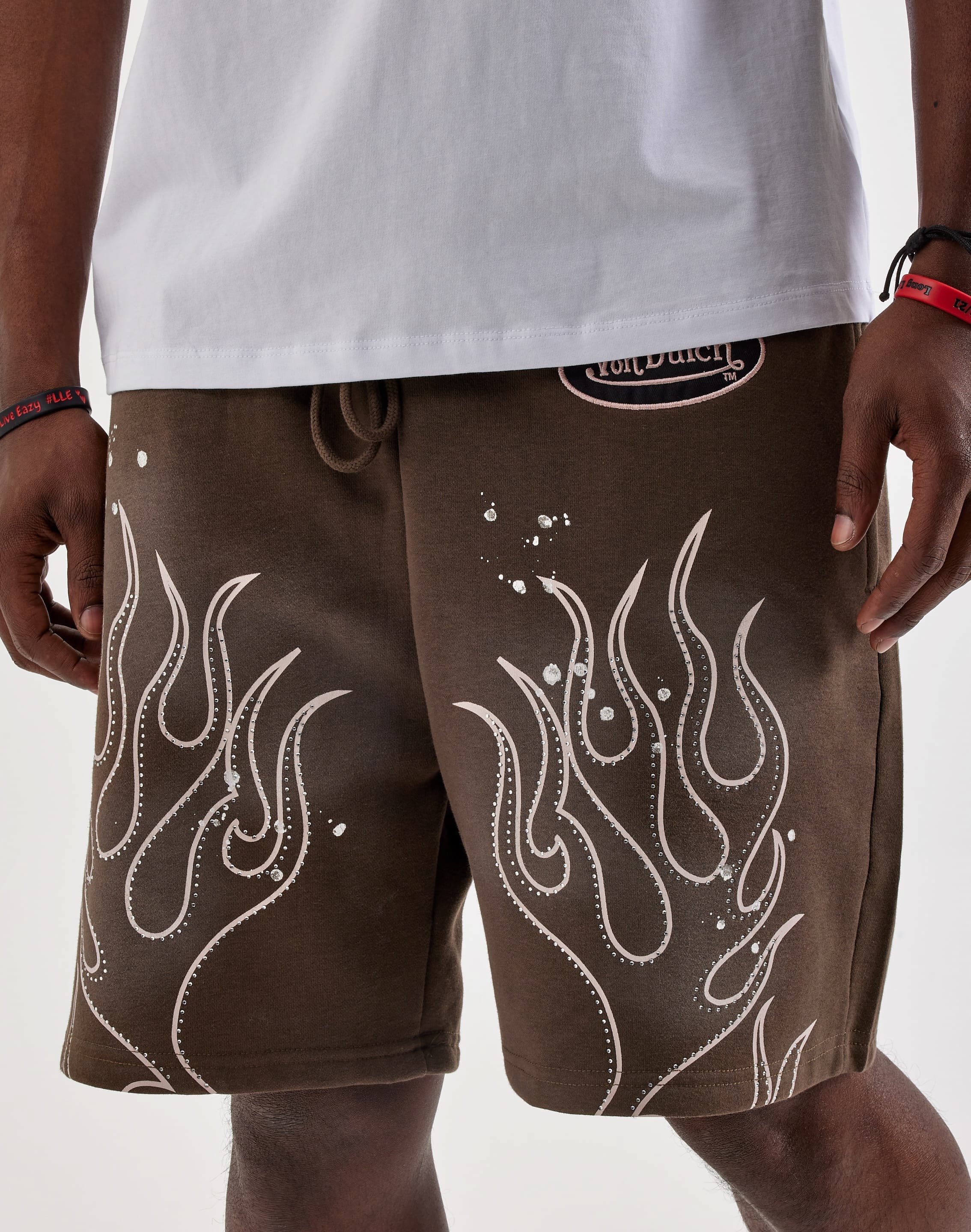 Von Dutch Acid Wash Fleece Sweat Shorts
