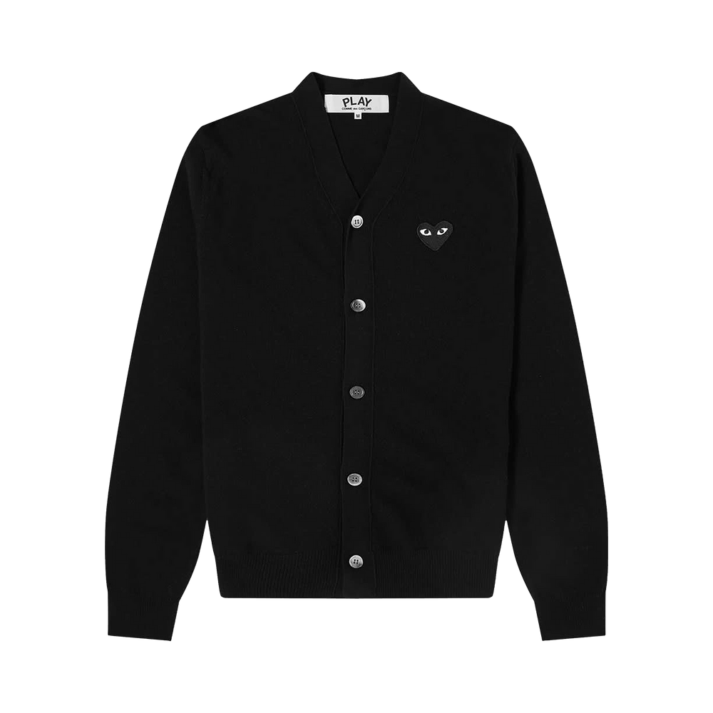 Comme des Garçons PLAY Heart Patch V-Neck Cardigan Black
