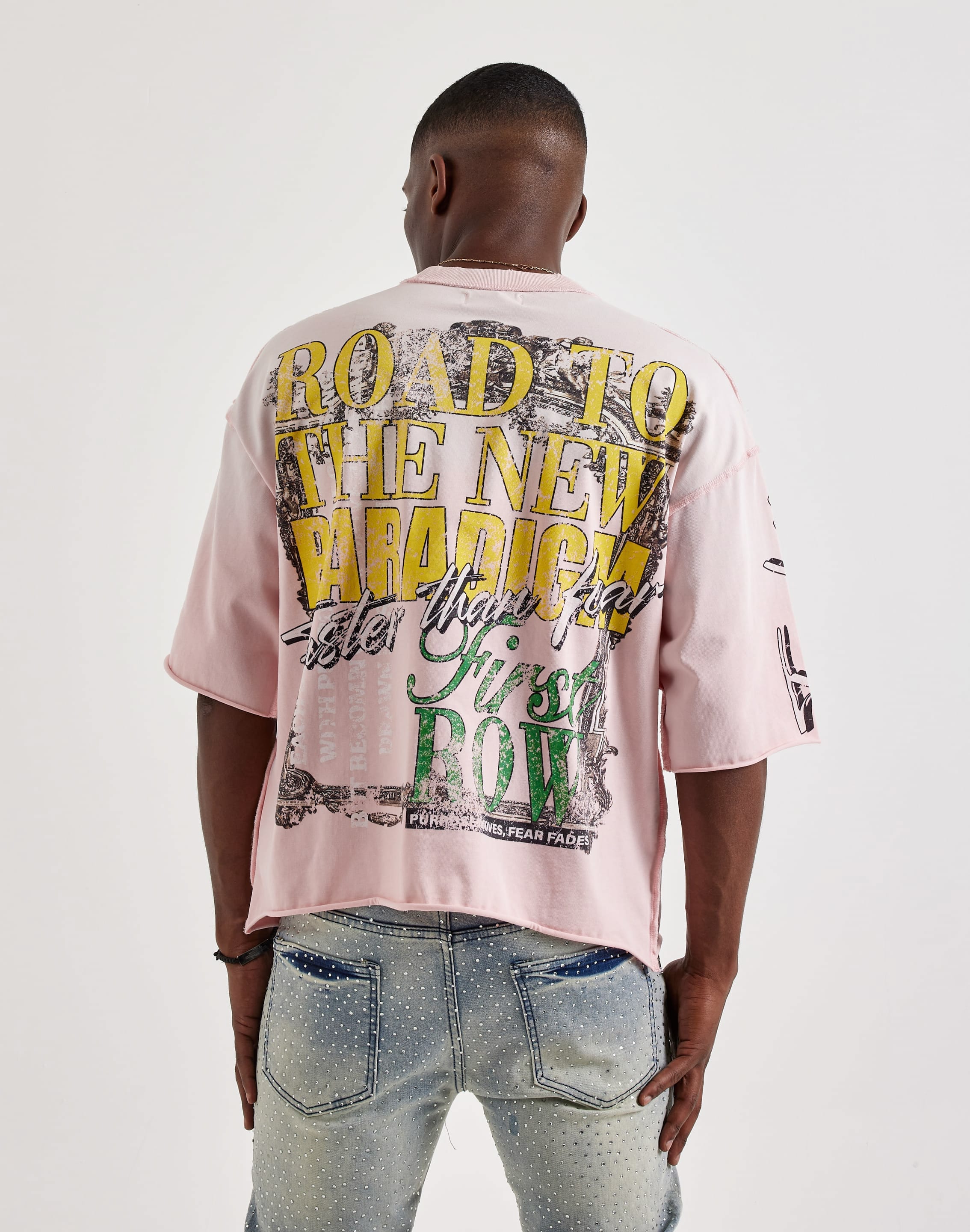 First Row Cropped Fearless Rhinestone T-Shirt