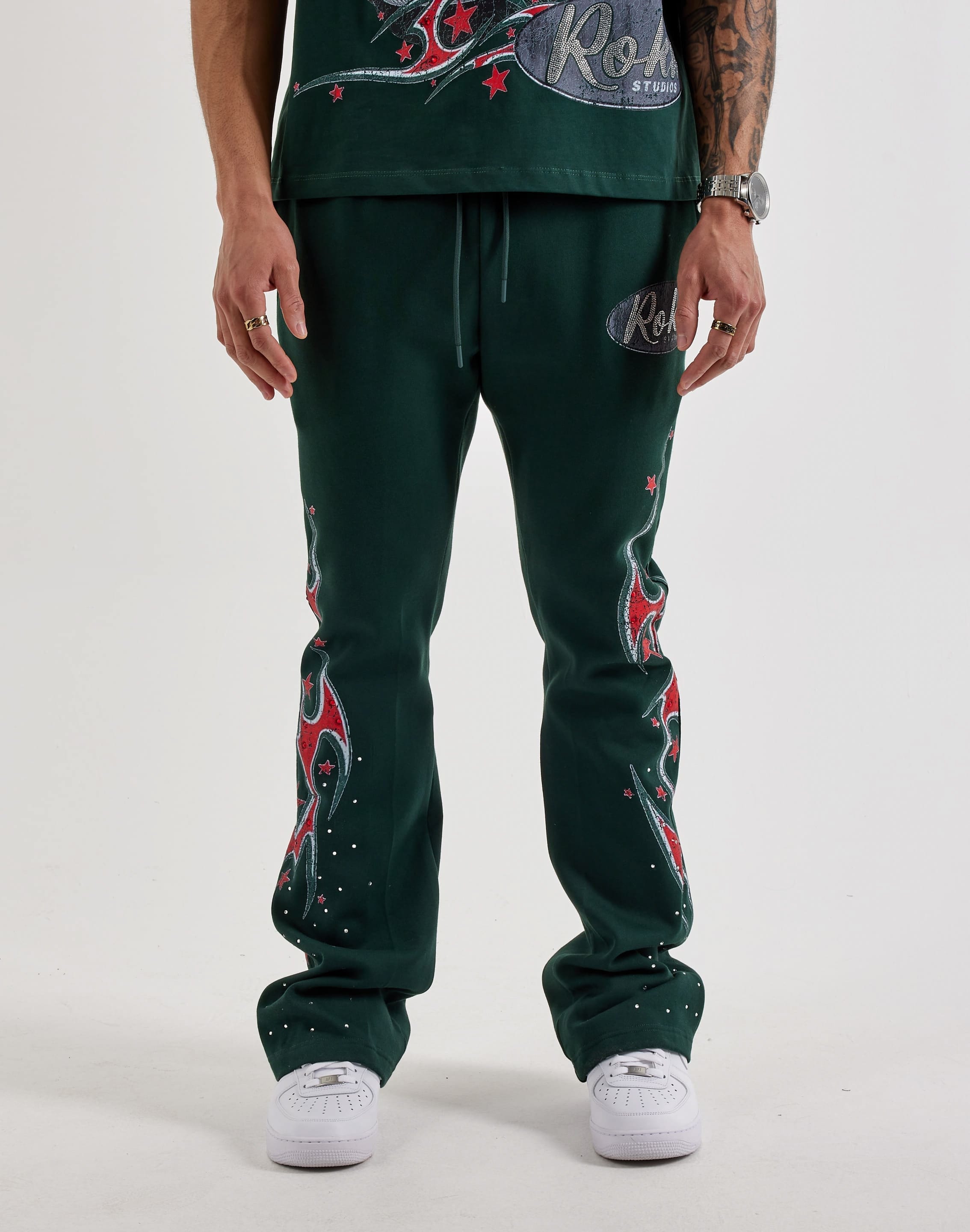 Roku Studio Flames Flared Fleece Pants