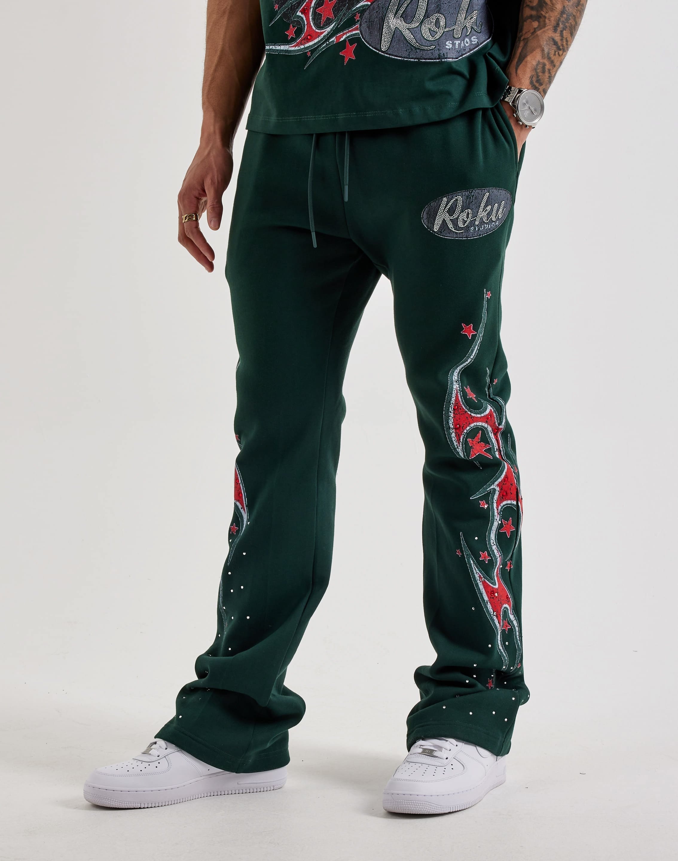 Roku Studio Flames Flared Fleece Pants