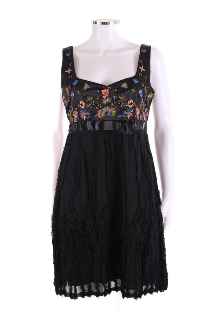 Galliano S/S Embroidered Tunic Dress Black/ Peach M