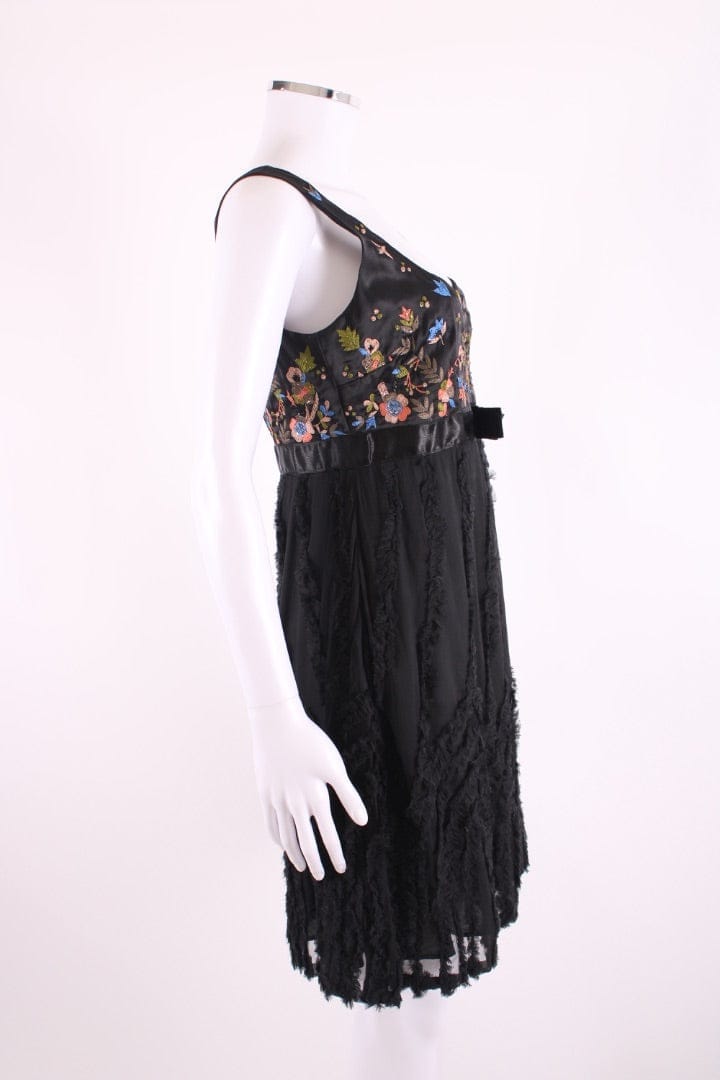 Galliano S/S Embroidered Tunic Dress Black/ Peach M