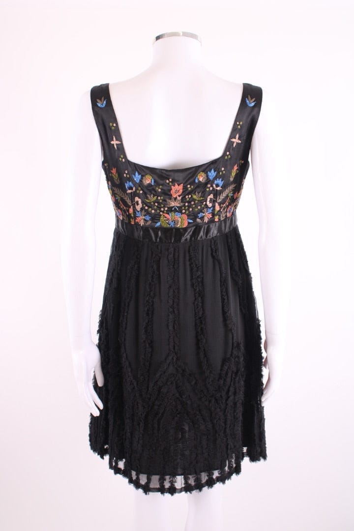 Galliano S/S Embroidered Tunic Dress Black/ Peach M