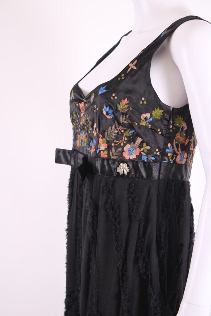 Galliano S/S Embroidered Tunic Dress Black/ Peach M