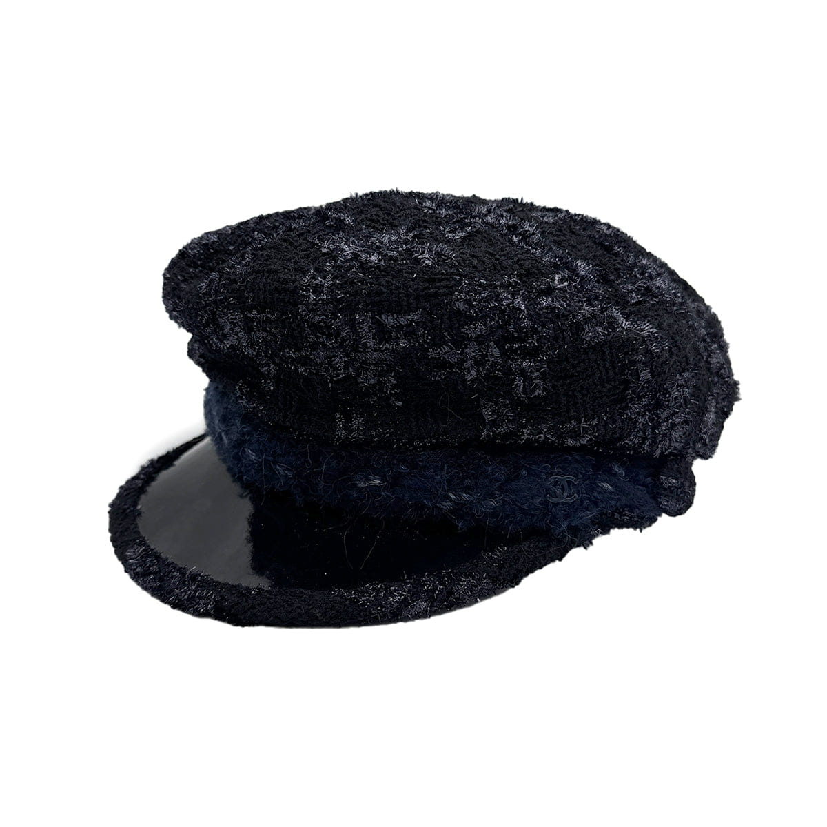 Luxury Promise Japan CHANEL HAT COCOMARK TWEED BLACK NAVY WOOL M ACCESSORY 90320166