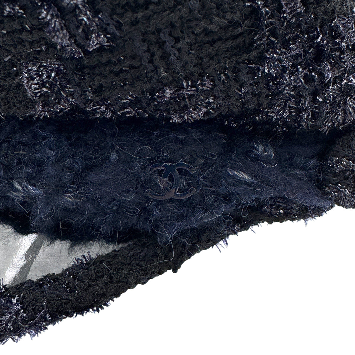 Luxury Promise Japan CHANEL HAT COCOMARK TWEED BLACK NAVY WOOL M ACCESSORY 90320166