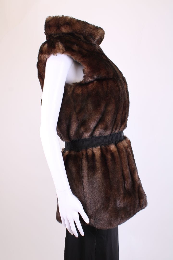 Junior Galtier Faux Fur Reversible Gilet Black/ Brown S