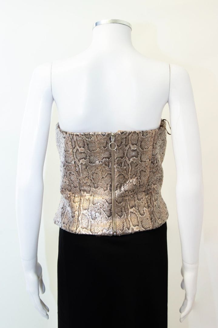 New Arrivals Ilkyaz Ozel Snake Print Sequin Corset Beige 12