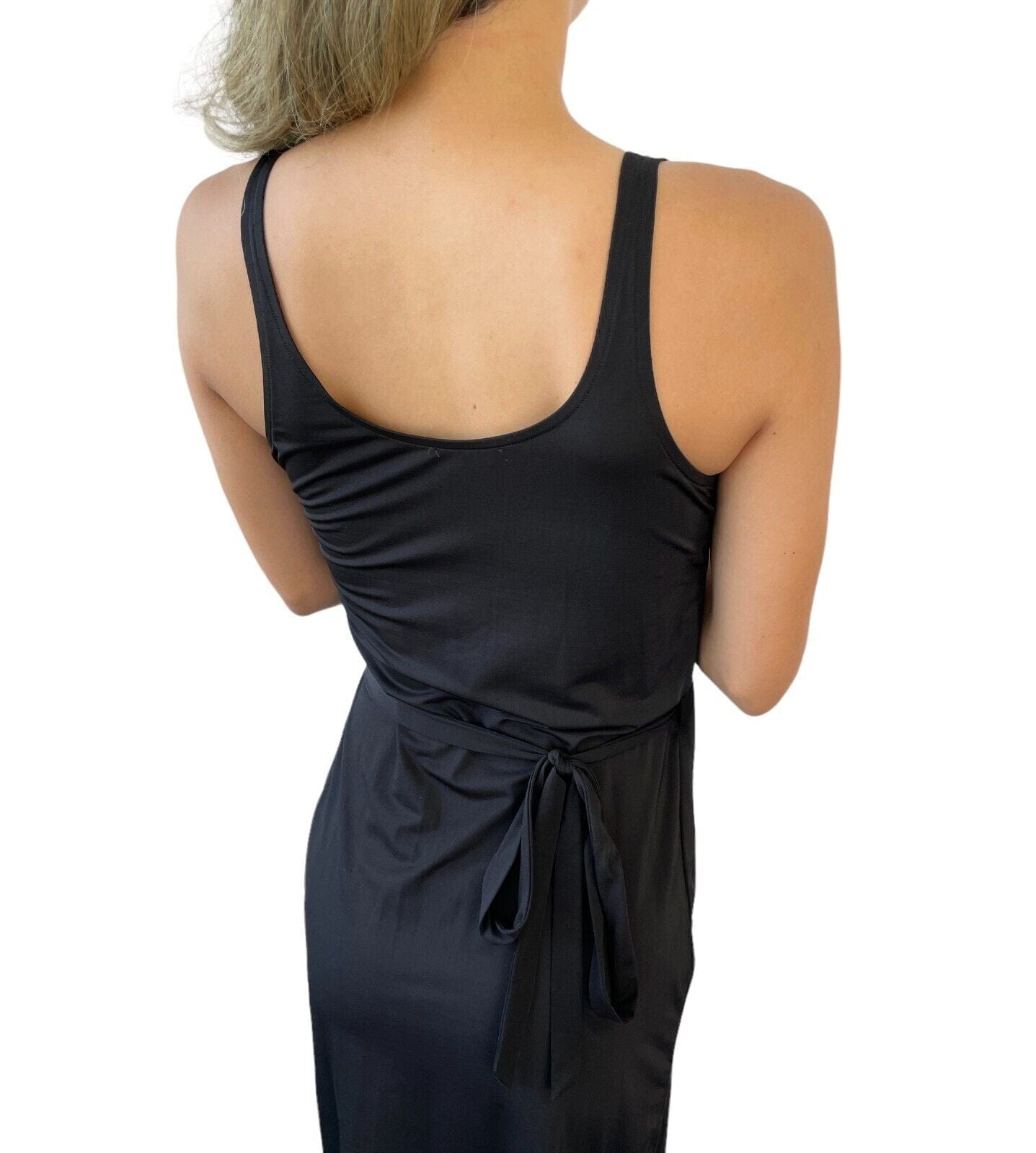 Luxury Promise Japan FENDI Vintage FF Logo Sleeveless Dress #40 Black Silver Nylon Rank AB