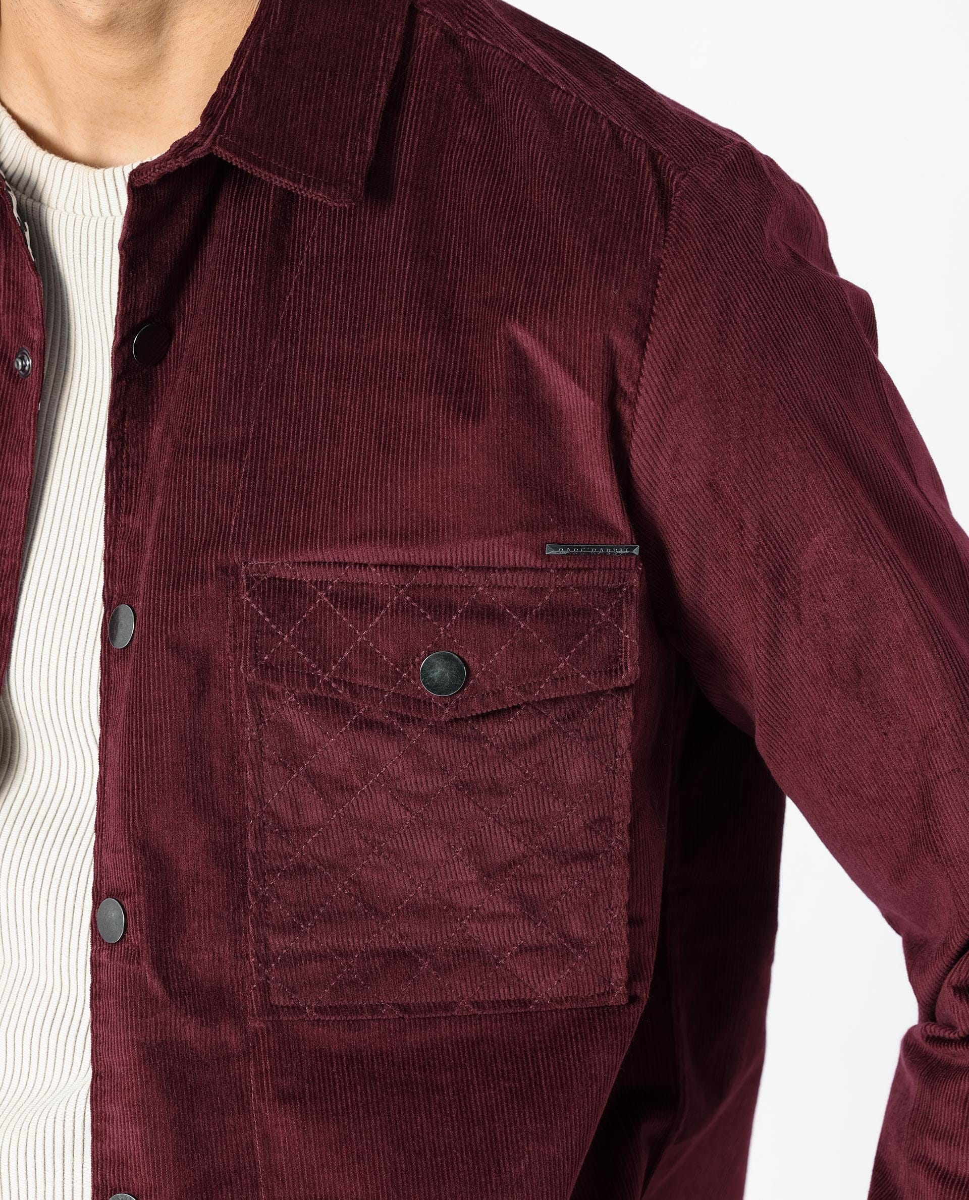 RARE Rabbit Men's Upto Dark Maroon Cotton Plain Regular Fit Full Sleeve Spread Collar Jacket