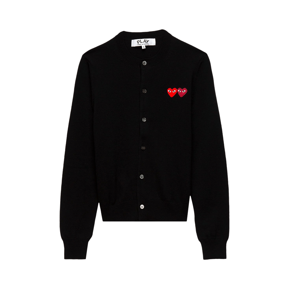 Comme des Garçons PLAY Double Heart Cardigan Black