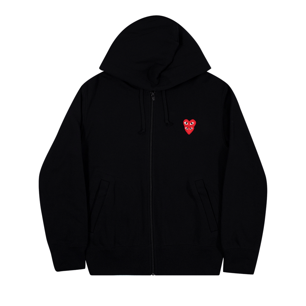 Comme des Garçons PLAY Heart Logo Zip Up Hoodie Black