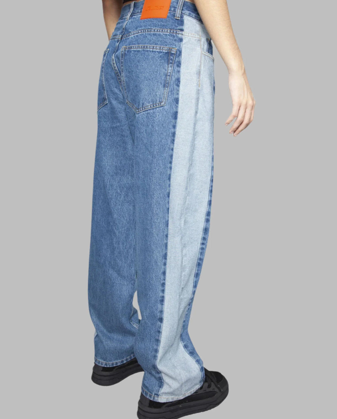 Bewider - Super Loose Jeans - Blue with Side Panel/Tabacco Stitching