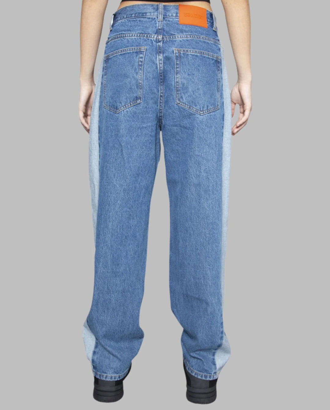 Bewider - Super Loose Jeans - Blue with Side Panel/Tabacco Stitching