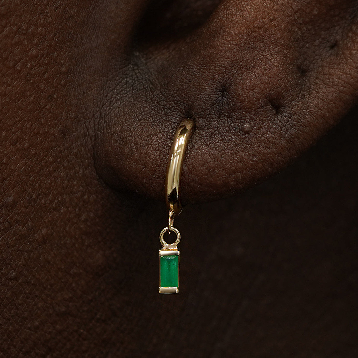 Automic Gold Studio Baguette Emerald Dangle Hoop